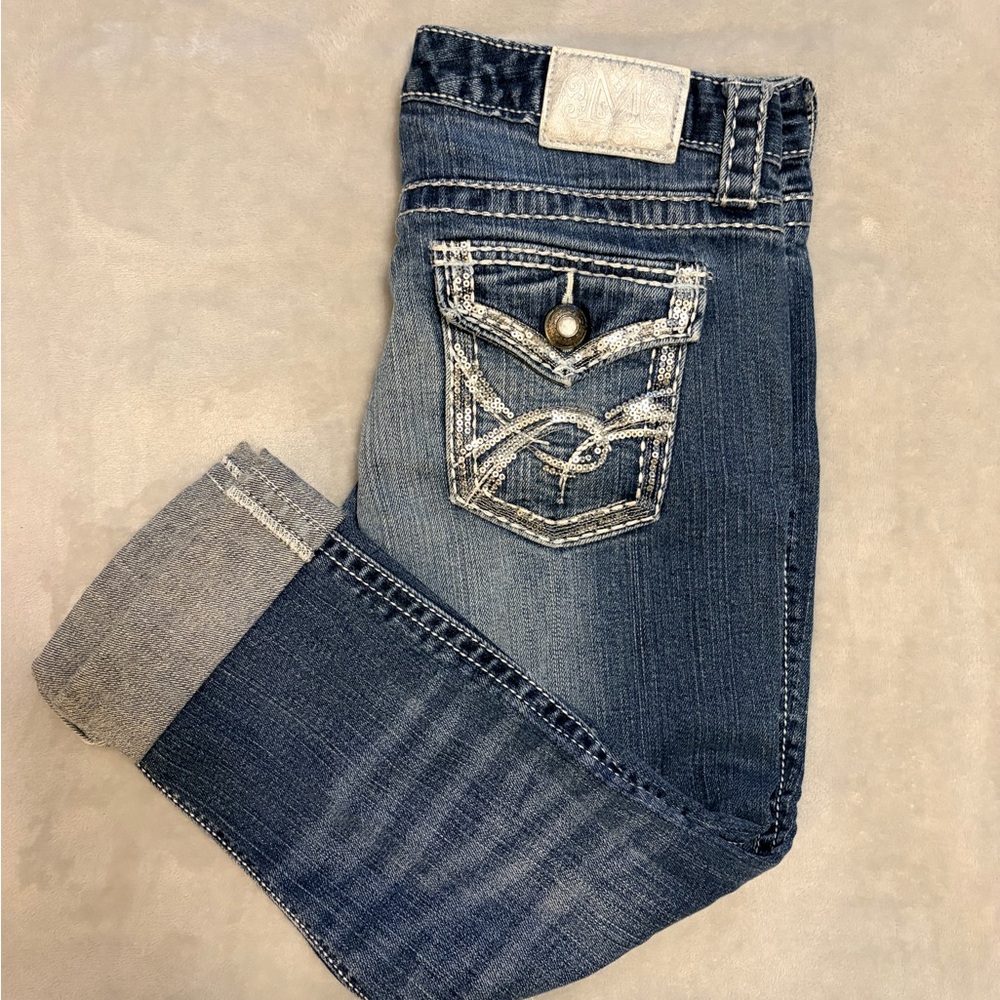 Maurices Faded Blue Capri Roll-Cuff Jeans